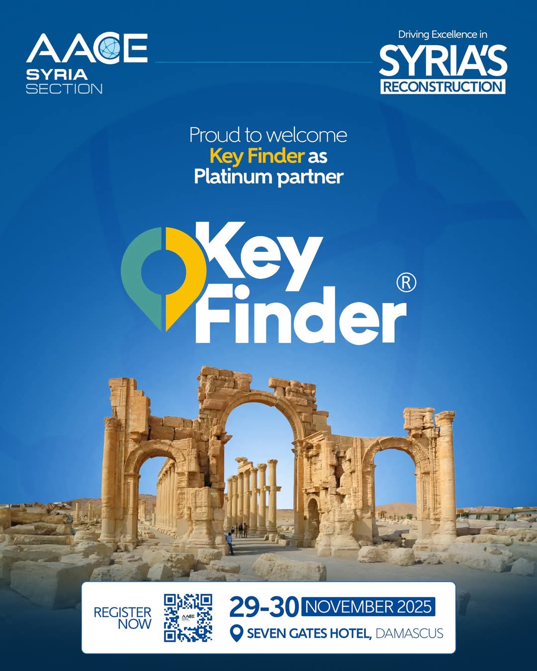 أعلنت الشركة المنظمة لمؤتمر AACE سوريا 2025 عن انضمام شركة KeyFinder كراعٍ بلاتيني للمؤتمر.