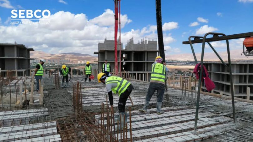 المؤسسة السورية للبناء والتشييد تقترب من إنهاء الهيكل الإنشائي لبرج ضاحية الفيحاء